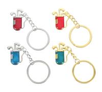 CLISPEED 4Pcs Creative Golf Ball Bucket Keychains Metal Alloy Key Ring Ornaments Small Chic Pendant Accessories for Golfers and Sports Enthusiasts in Red and Blue