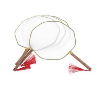CLISPEED 4pcs DIY Double Sided Blank Round Hand Fans with Long Handle for Painting and Craft Projects Chinese Style Paddle Fans for School Art Family Activities and Group Creativity
