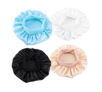 CLISPEED 4Pcs Elastic Hair Band Bonnet Candy Colors Breathable Night Sleeping Hats Wide Brim Soft Polyester Comfortable Hair Care Caps for Neat Maintenance