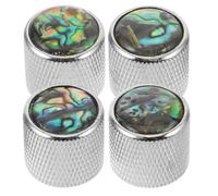 CLISPEED 4pcs Electric Bass Guitar Metal Volume Tone Rotary Knobs with Silver Shell Inlay, 2cm Dome Control Replacement for Electric Guitar and Bass Potentiometer