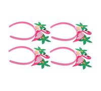 CLISPEED 4pcs Flamingo Headbands with Tropical Flowers and Coconut Tree Accents Hawaiian Luau Party Headpieces for Women Vibrant Flamingo Hair Accessories for Beach Carnival and Festival