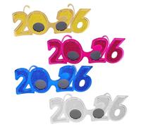 CLISPEED 4pcs Fun Novelty Eyewear for Celebrations Lightweight Plastic Party Favors Gold Silver Blue Red for Unforgettable Moments