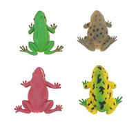 CLISPEED 4PCS Fun Prank Plastic Toad Squeeze with Sound for Adults Lifelike for Parties Sensory Play Safe Material Mixed Patterns