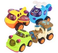 CLISPEED 4Pcs Funny Set Pull Back Cars for Inertia Vehicles for Engaging Parent Interaction Random Colors Random Color
