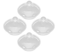 CLISPEED 4pcs Glass Teapot Lids for Tea Cups, Sturdy Borosilicate Material with Fine Texture, Suitable for Household Use and Camping, Replacement Covers for Beverage Cups