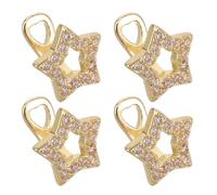 CLISPEED 4pcs Golden Zircon Copper Tooth Grills with Sparkly Bling Design, Gloss Finished Nonpermanent Hip Hop Mouth Jewelry for Party and Cosplay Accessories