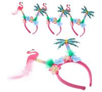 CLISPEED 4pcs Hawaiian Party Headbands with Flamingo and Palm Tree Design Flexible Hairbands for Beach Birthday Halloween and Cosplay Parties Creative Decorative Accessories for Adults