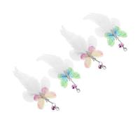 CLISPEED 4pcs Interactive Kitten Teaser Cat Replacement with Bell Plume and Butterfly Lightweight Attachments for Cat Wands Versatile and Fun Accessories for Playtime