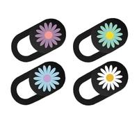 CLISPEED 4pcs Laptop Webcam Cover Slide Privacy Camera Cover with Daisy Pattern, Abs Material, Prevents Web Spying and Ensures Firm Adhesion, Suitable for Laptop and Tablet Use