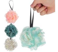 CLISPEED 4pcs Large Bath Balls with Hanging Loops Gentle Exfoliating Shower Loofah Sponges for Soft Skin Easy-Grip Oversized Mesh Puff for Family Bathing