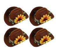 CLISPEED 4pcs Lightweight Woolen Felt Cowboy Hats with Charming Floral Accents for Small Pets Including Guinea Pigs and Chickens, Easy to Clean Pet Costume Accessories for Photo Sessions