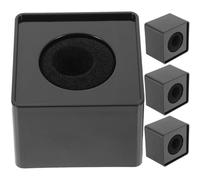 CLISPEED 4pcs Microphone Flag Station for Interview Microphones, Square Black Abs and Sponge Material with High Adaptability and Practical Use, Suitable for Tv Logo Display and Broadcasting