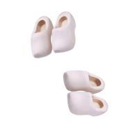 CLISPEED 4pcs Mini Wooden Klompen Shoes for DIY Mini House Craft Handmade Miniature Wooden Clogs Decor Material Safe Dollhouse Accessory