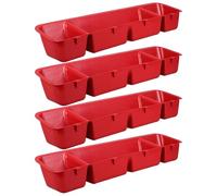 CLISPEED 4pcs Multi-compartment Hanging Feeder and Waterer for Geese and Goat, Plastic Wall Mounted Trough with Spill-resistant Edge, Easy to Disassemble and Wash, for Barns and Homes