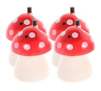 CLISPEED 4pcs Mushroom Shaped Automatic Toothpick Box Toothpick Holder, Plastic, Red, Lightweight, for Hotels and Festivals