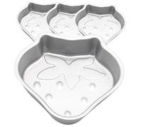 CLISPEED 4Pcs Non-Stick Carbon Steel Strawberry Shaped Pudding Molds for Jelly Desserts Baking Kitchen Use Easy Clean Egg Tart Holder