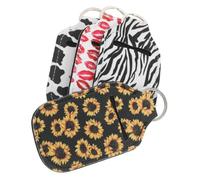 CLISPEED 4pcs Portable Travel Bottle Keychain Holders Hand Sleeve with Cow Print Zebra Lipstick Sunflower Patterns for Outdoor Use