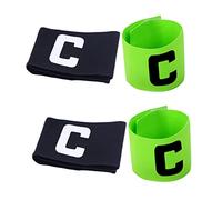 CLISPEED 4Pcs Reusable Captain Armbands for Football and Basketball Portable Sports Accessory for Team Activities Comfortable Flexible Design Black Fluorescent Green