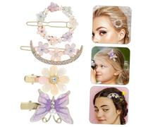 CLISPEED 4pcs Rhinestone Flower Hair Clips for Women Metal Butterfly Hairpins Decorative Barrettes Stylish Accessories for Straight Curly Ponytail Braided Hairstyles