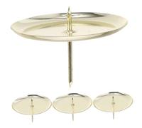 CLISPEED 4Pcs Round Iron Wreath Candle Holder with Candle Fixing Spike Metal Candlesticks for Festival Wreath Decorations Party Christmas Advent Thanksgiving Table Use