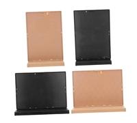 CLISPEED 4pcs Shaped Double Sided Table Sign Holders for Restaurant Countertop Stable Plastic Price Display Stands with Baseboard for Cafe Tea Shop Menu and Display