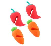 CLISPEED 4pcs Silicone Pot Lid Lifters Carrot Chili Shapes Spill-Proof Lid Holder Set Decorative Silicone Lifters with Steam Release Function for Kitchen Cookware