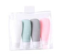 CLISPEED 4pcs Silicone Travel Bottle Leak Refillable Lotion Dispenser with Portable Bag for Flight Toiletries and Outdoor Use
