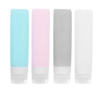 CLISPEED 4pcs Silicone Travel Bottles for Toiletries 80ml Refillable Lotion Dispenser Lightweight and Compact Liquid Containers for Shampoo and Cosmetic Use Random Color