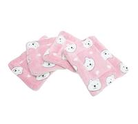 CLISPEED 4Pcs Small Animal Soft Sleeping Mat Set for Guinea Pig Cage, Warm Fleece Pet Blanket Pads with Pink Bear Design, Suitable for Hamster Rabbit Bedding and Cage Liners