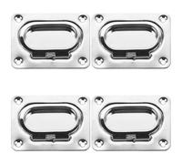 CLISPEED 4Pcs Stainless Steel 304 Marine Flush Mount Heavy Duty Boat Deck Hatch Lift Ring Handles Spring Loaded Yacht Cabin Pull Hardware