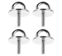 CLISPEED 4Pcs Stainless Steel U-Shaped Staple Ring Hooks with M6 Screws, 5Mm Thread Heavy Duty Ceiling and Wall Pad Eye Plate Hooks for Marine Boat Accessories and Sail Shade Hardware