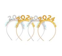 CLISPEED 4pcs Tinsel Headbands Glittery Year Hairbands for Parties Holidays Baking Costumes Sparkling Gold Silver Tiara Accessories