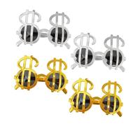 CLISPEED 4Pcs Unique Gold and Silver Prank Glasses for Adults Eyewear with Smooth Edges Eye-catching Design for Themed and Halloween Group Photos
