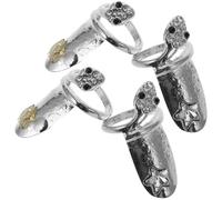 CLISPEED 4pcs Women’s Snake Nail Rings Finger Tip Jewelry Silver Tone Nail Decoration Statement Rings for Manicure Accessory Random Color