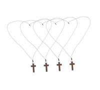 CLISPEED 4Pcs Wood Cross Necklace Adjustable Cord Pendant for Men Women Vintage Artistic Design Lightweight Natural Wood Accessory for Easter Vehicle Decoration