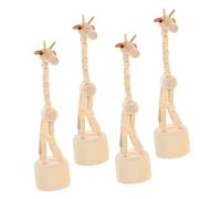 CLISPEED 4pcs Wooden Giraffe Finger Puppets Educational Natural Wood Animal Figurines Portable Tiny Giraffe Ornaments for Interactive Play and Room Decoration