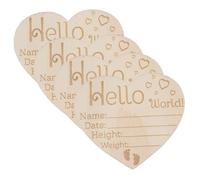 CLISPEED 4pcs Wooden Name Announcement Sign Natural Birth Cards for Newborn Nursery Photography Heart-Shaped Design Keepsake Props for Hospital