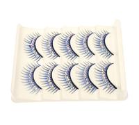 CLISPEED 5 Pairs Blue Crystal Stage False Eyelashes with Hard Stem, Exaggerated Thick Lashes for Latin Dance, Party, and Cosplay Use