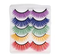 CLISPEED 5 Pairs of Halloween Colourful False Eyelashes, Synthetic Neon Lashes for Cosplay Makeup, Assorted Shades