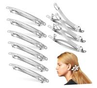 CLISPEED 50 Pcs Metal Spring Hair Barrette Clips for Women DIY French Hair Accessories for Styling Silver Crafting Clips and Braids