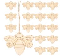 CLISPEED 50 Sets Wood Craft Embellishment Wooden Cutout Bee Shapes No Burrs Easy for Graffiti and Coloring Natural Wood Material Painting Home Party Decoration