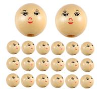 CLISPEED 50pcs 18mm Wooden Craft Beads Smile Face Doll Head Unfinished Wood Beads Bulk for Boys and Girls DIY Jewelry Making and Bracelet Crafting