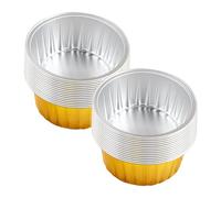 CLISPEED 50pcs Aluminum Foil Baking Cups Small Mini Pans for Even Heat Distribution Oven Compatible for Cupcakes Egg Tarts Quiche Puddings Pies Parties Picnics Catering