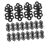 CLISPEED 50pcs Black Chinese Knot Buttons Traditional Frog Closures for Sewing Cheongsam Clothing Crafts Cultural Fasteners Handcrafted Decorative Leaf Design