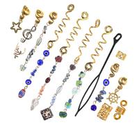 CLISPEED 50pcs Cat's Eye Dreadlock Hair Clip Jewelry Boho Spiral Hair Cuff for Braids