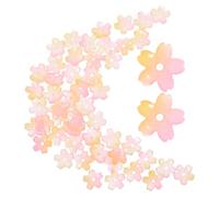 CLISPEED 50Pcs Cherry Blossom Flower Beads Glass Five-Petal Spacer for DIY Jewelry Making and Earring Accessories