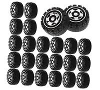 CLISPEED 50Pcs DIY Car Wheels Replacement Model Wheels for Crafts and Rc Cars Smooth Polished Black Tires for Assembling Trucks and Station Wagons