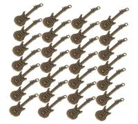 CLISPEED 50pcs DIY Earring Charms Guitar Pendants for Earring Music Instrument Charms Guitar for Keychain Rustic Pendants Keychain Music DIY Crafts Light Brown