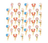 CLISPEED 50pcs Mini Wooden Clothespins Cute Animal Fruit Shape Photo Display Clips Small Wood Clothespins for DIY Craft Card Snack Bag and Note Holding Portable Lightweight Clips for Home