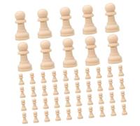 CLISPEED 50pcs Unfinished Wooden Chess Pieces DIY Paintable Chess Adornments Lightweight Lotus Wood Chessmen for Adults Board Game Replacement